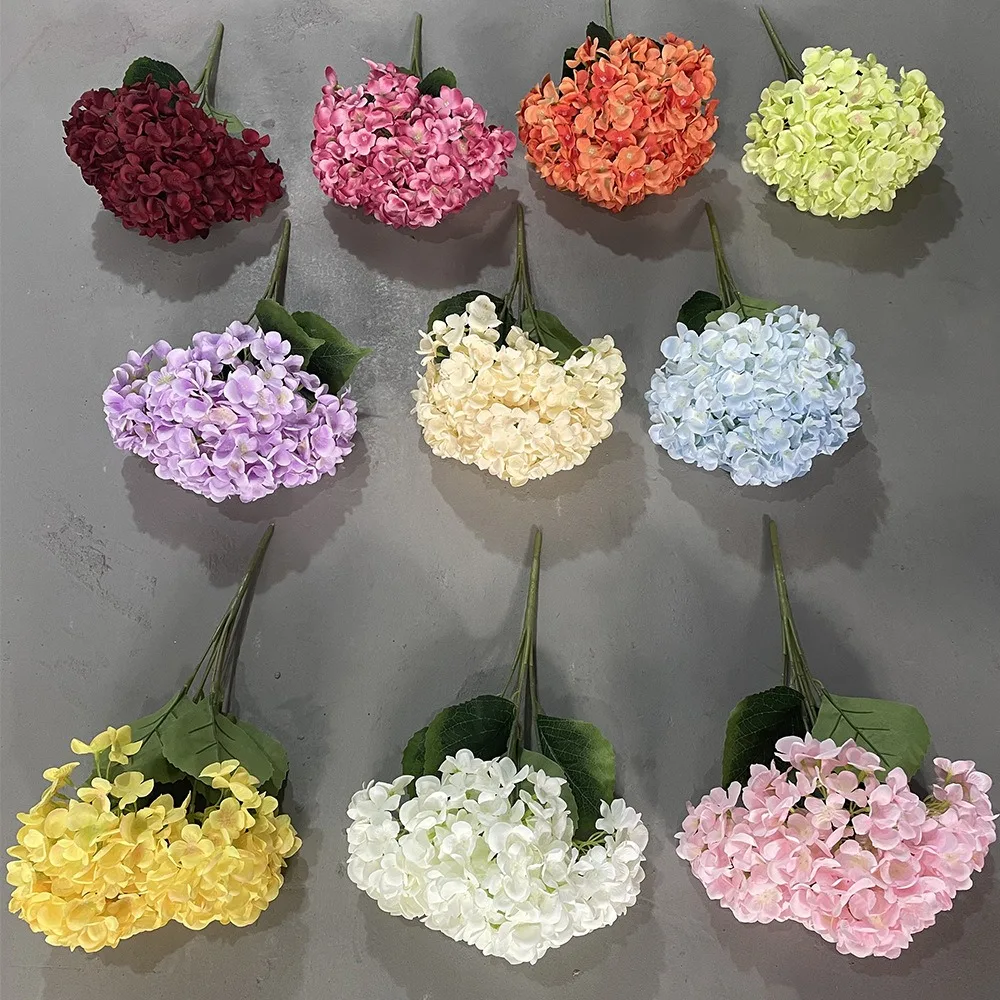 5 Heads Artificial Hydrangea Home Decor Silk Wedding Bridal Bouquet Simulated Wedding Floral Arrangement Decorative Fake Flowers