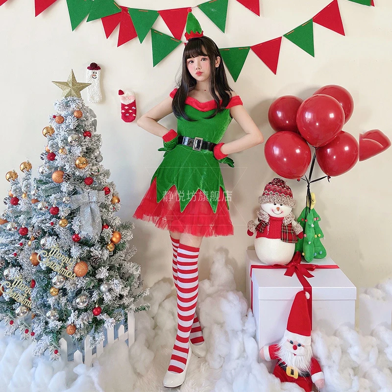 Abito natalizio Cosplay per Womem Costume babbo natale vestito gonna albero di babbo natale Anime capodanno Disfraz Costume Sexy da gioco di ruolo