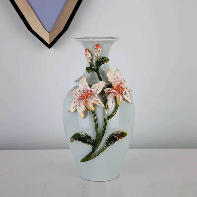 

Enamel ceramic vase living room bedroom ornament flower arrangement home decoration