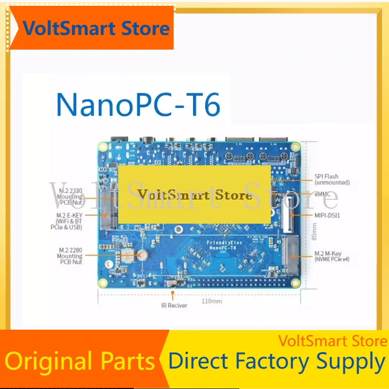 VoltSNanopc T6 Development Board-Rockchip RK3588 Cortex A76 6TOPs AI Computing Power 16GB+256GB Dual 2.5G Ethernet 8K HDMI Edge