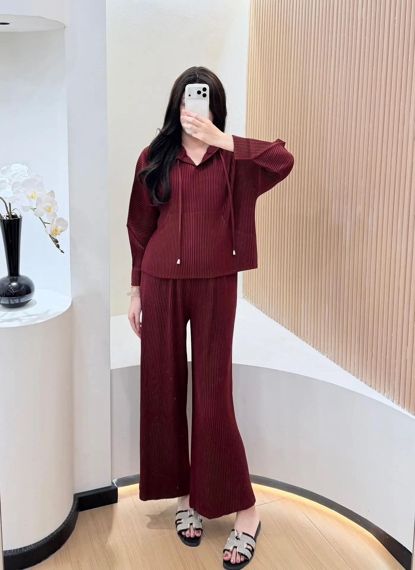 المرأة هوديي السراويل المستقيمة 2 قطعة مجموعة عيد مسلم البدلة مقنعين البلوز بنطلون علوي فرقة طيات رمضان المغرب وتتسابق