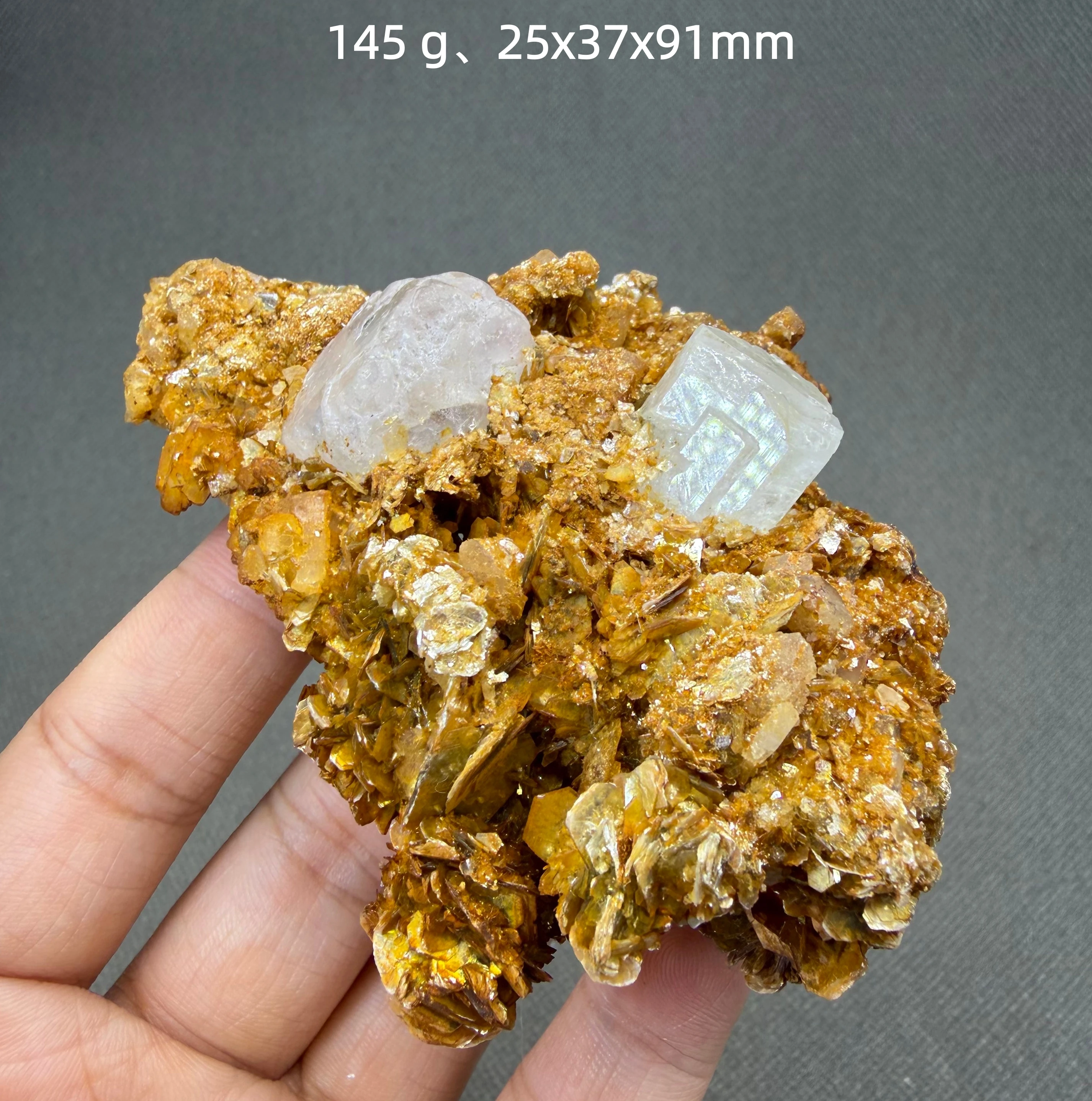 145 g de Aguamarina Natural con Mica Dorada, Clúster de Cristales Minerales Alternados para Decoración del Hogar