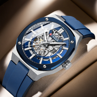 CURREN Casual Sports Style Men's Skeleton Dial Self-Winding Mechanical Movement Sporty Silicone Strap with Luminous Hands