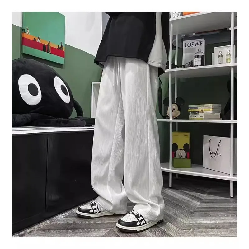 Ice Silk Pants Summer Solid Color Male Female Thin Straight Cylinder Loose Fitting Pendant Leisure Trousers Tide