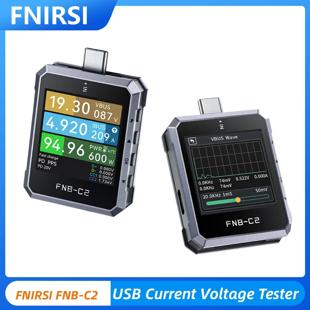 

FNIRSI FNB-C2 USB-тестер напряжения и мощности с поддержкой протокола PD3.1, протокола быстрой зарядки USB, цифровой вольтметр