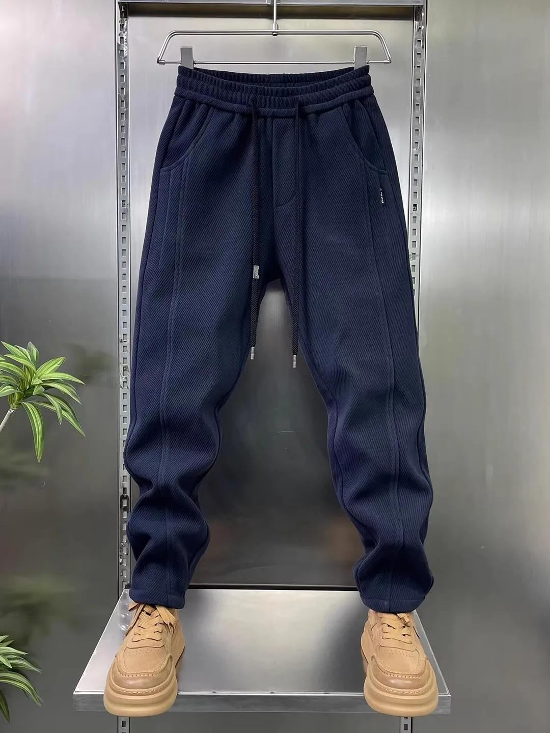 

Men's Faion Outdoor Sports Casual Pants Spring Autumn New Sle Fce Lined Slim Straight Tube Pants Simple Match