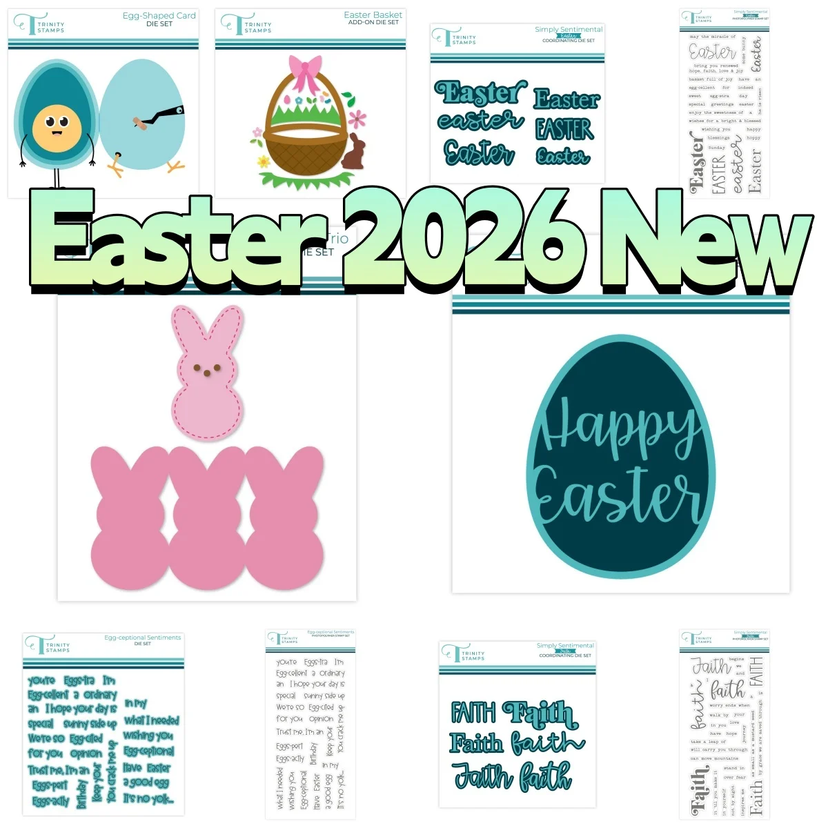

February 2026 New Easter Basket Egg Peep Trio Metal Cutting Dies Clear Stamps for DIY Decorating Scrapbook Paper Embossing