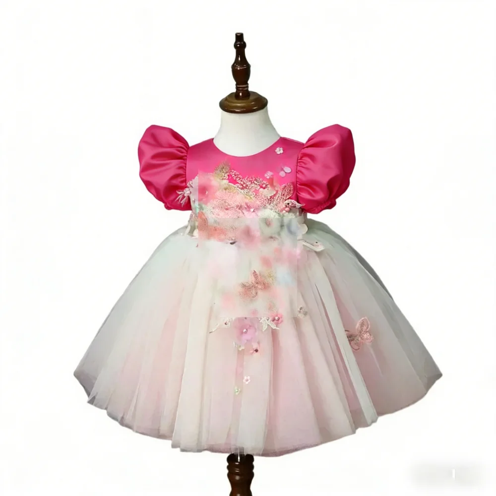 

Платье Лолита Принцесса 2026 для детей: праздничный наряд для девочек, 3D цветочная аппликация, для первого дня рождения малышки