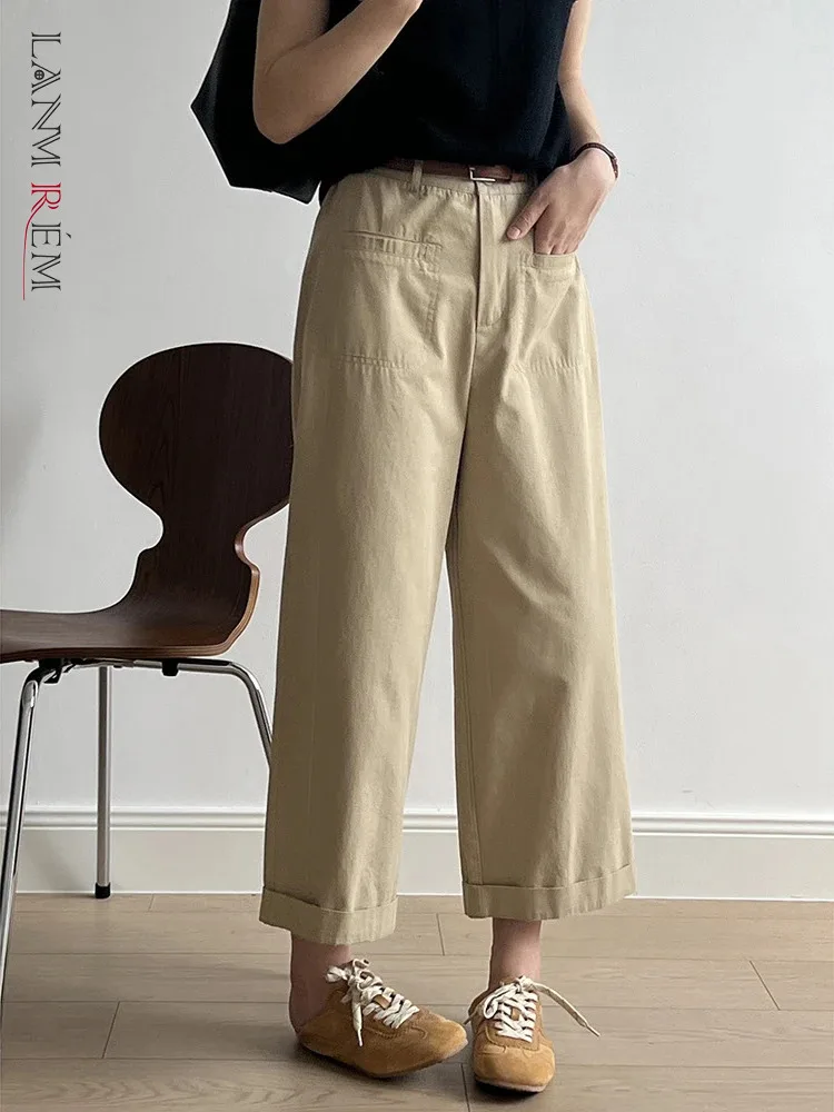 

[LANMREM] Fashion Straight Wide Leg Pants For Women Solid Loose Office Lady Trousers Fashion Clothing 2024 Autumn New 26C238