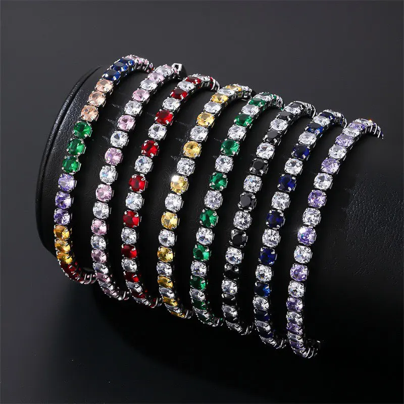 MxGxFam ( 19 cm 17 cm x 4 mm ) White Gold Plated Multiple Colors Zirconia Bracelet For Women Fashion Jewelry