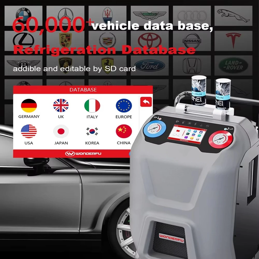 آلة شحن غاز التبريد المعدنية الذكية R134a آلة خزان الغاز لتكييف الهواء لإعادة تدوير التيار المتردد للسيارة #6