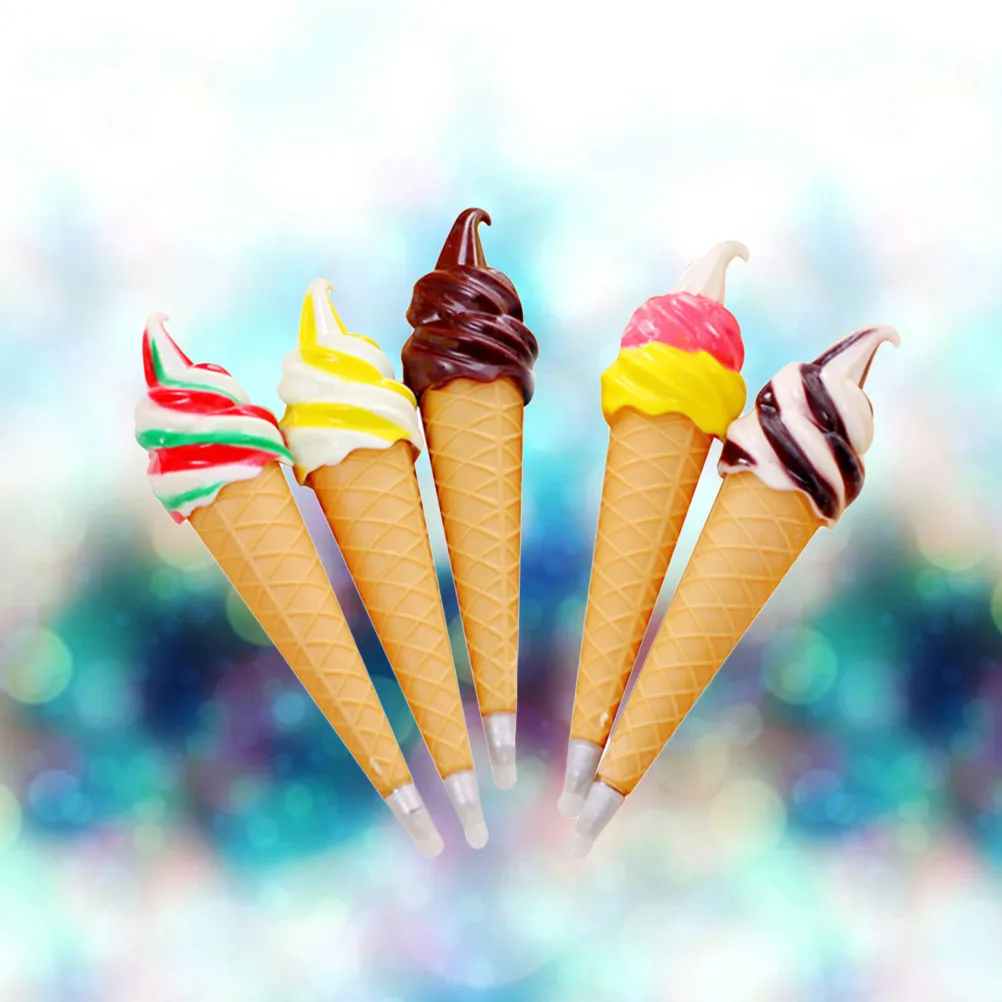 

5 шт. креативных шариковых ручек в форме мороженого для студентов, с плавным письмом и удобным захватом, канцелярские принадлежности, разные цвета