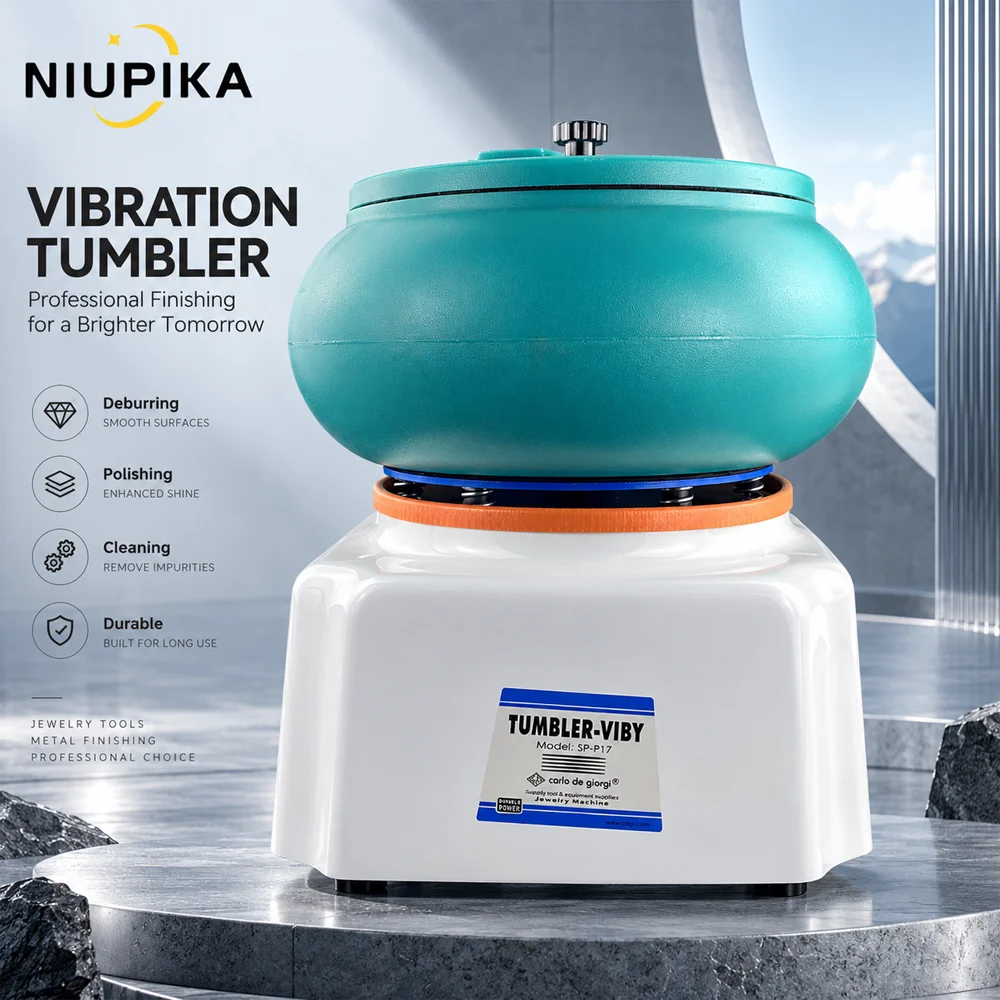 NIUPIKA Vibratory Tumbler Polishing Machine 12 Inch 17 Inch Jewelry Finishing Tool Large Capacity Metal Deburring Cleaner 360 Vi