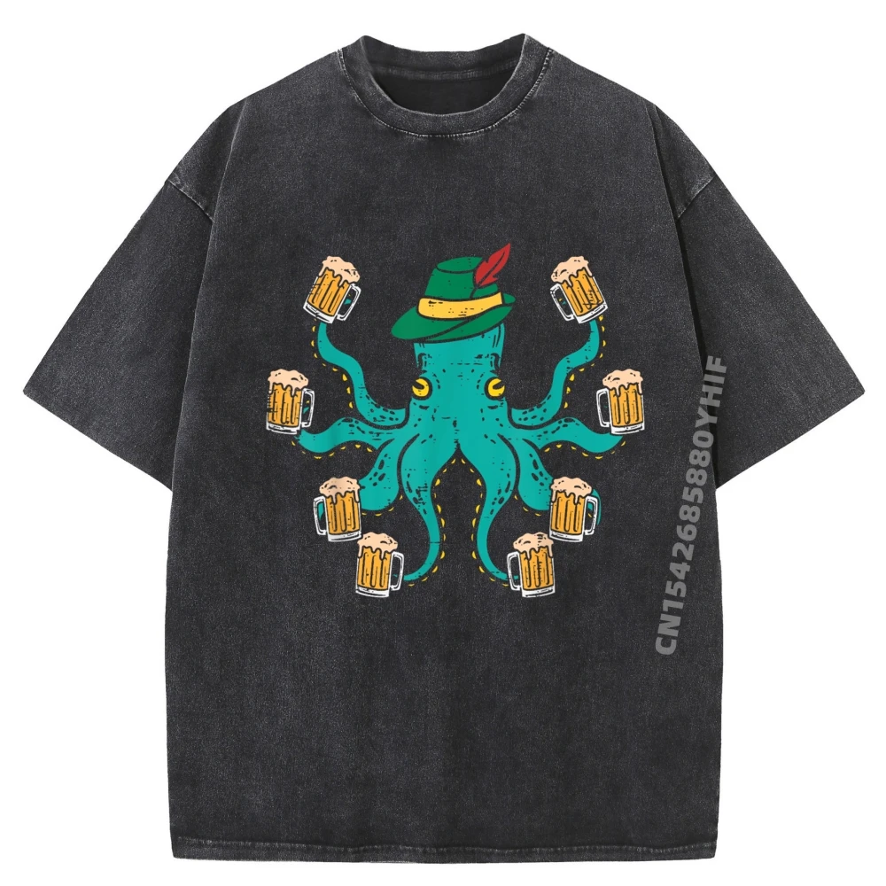 

Немецкий осьминог Октоберфест забавная баварская классическая мужская футболка с принтом и графическим принтом мягкая стираная рубашка молодежные топы футболки