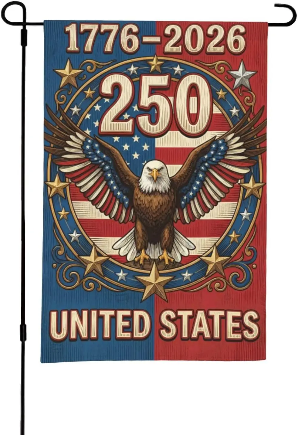 Garden Flag 12x18 Double Sided, 1776-2026 USA 250th Anniversary Patriotic Yard Flag, American Outdoor Small Garden Flag for  PPZ