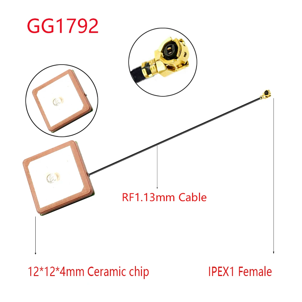 30DB Antena Keramik GPS Bawaan Antena Pemosisian Navigasi Omnidirectional Keramik Aktif 12*12MM Antena Tempel Kabel IPEX