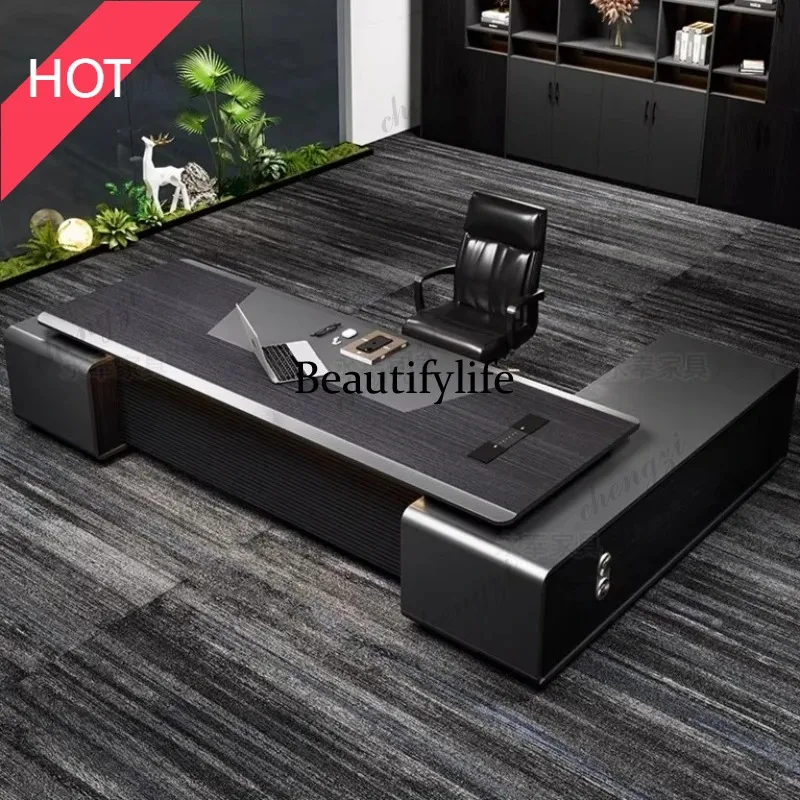 A49 Multi functional baking paint Computer desk Modern Minimalism luxury office table  shaped desk bureaux de travail furniture