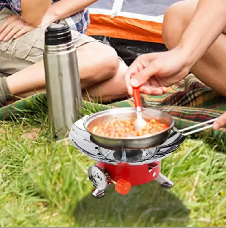 Windproof Piezo IGNITION Lotus เตาแก๊สกลางแจ้งทําอาหาร Burner เครื่องครัวพร้อมอะแดปเตอร์สําหรับ Camping Hiking Picnic