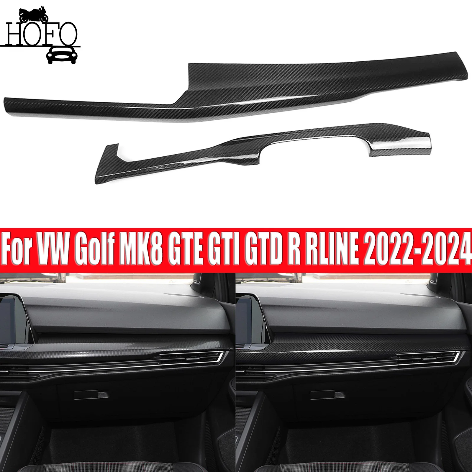 

Carbon Console Dashboard Strips Trim For VW Golf 8 MK8 GTI GTD R Line 2022-2024