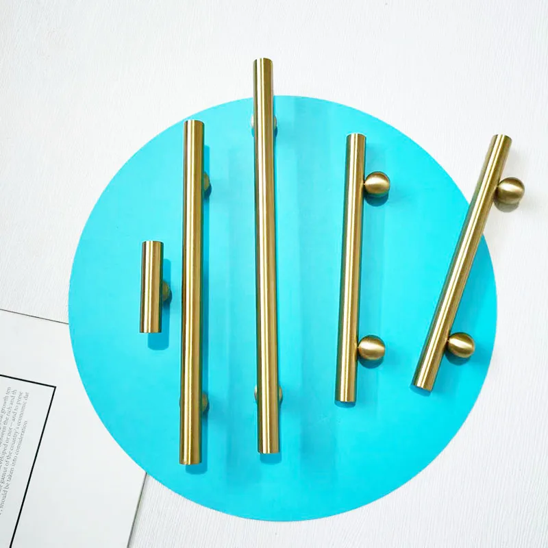 Brass Furniture Handle Kitchen Drawer Knobs 50mm-220mm Wardrobe Bar Handles with Ball Foot Furniture Hardware