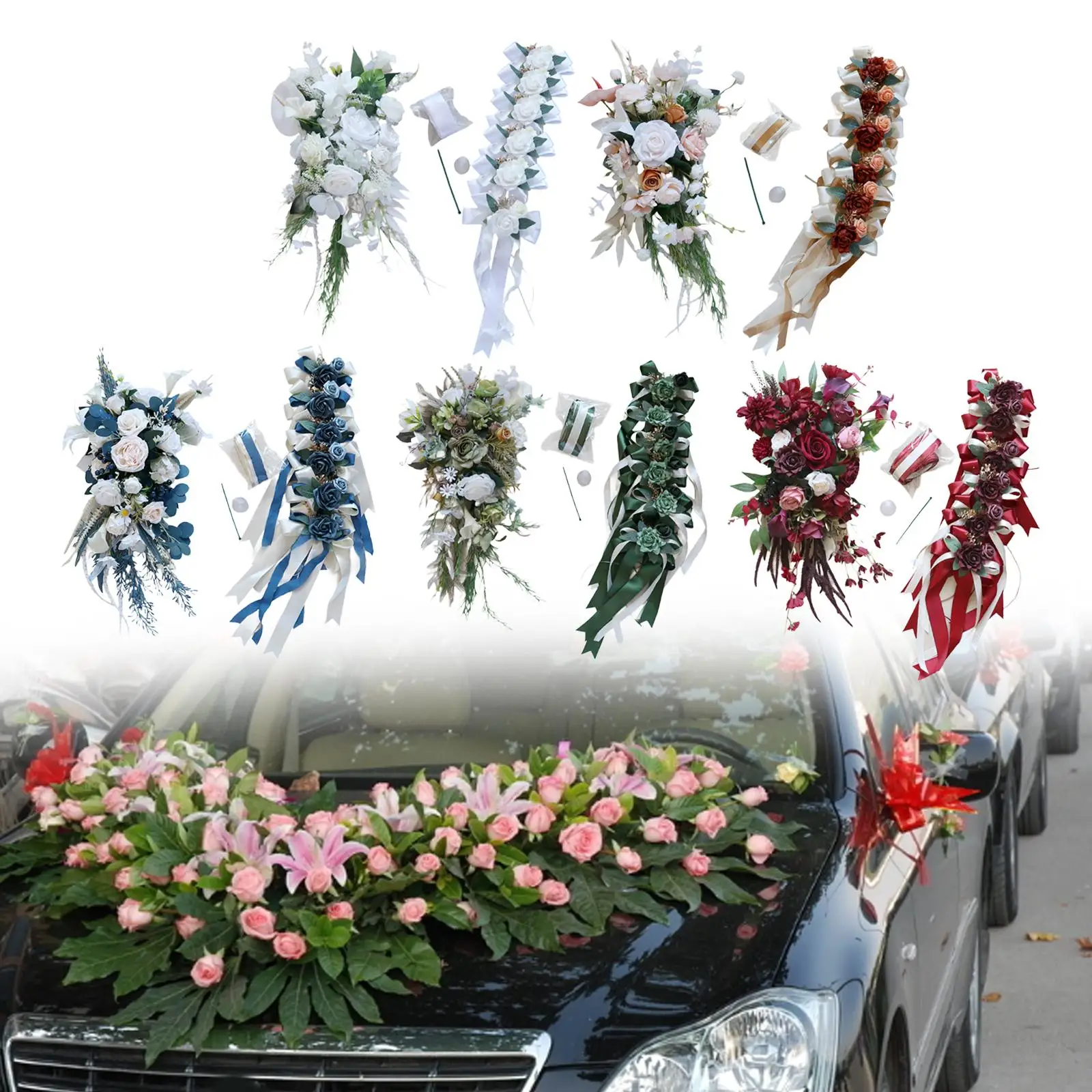 

Wedding Car Decoration Set Realistic and Bows for Holiday Events Accessories