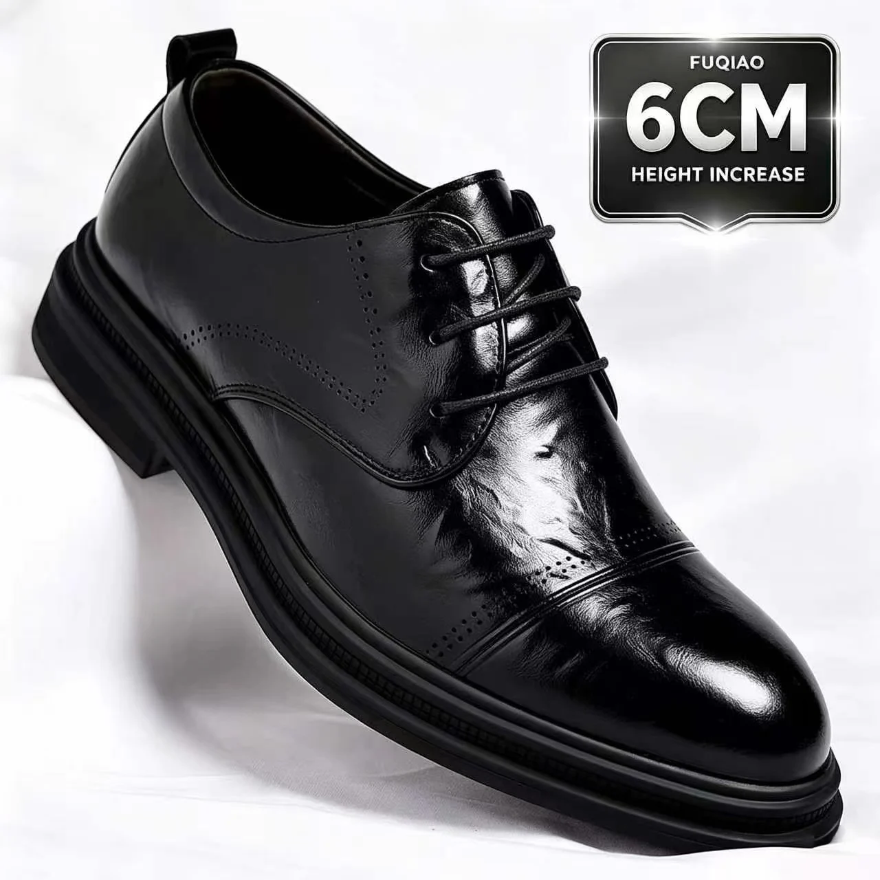 Men Formal Leather Oxford Elevator Shoes Flat/6CM Hidden Height Increasing Shoes Wedding Groom Business Office Dress Footwear