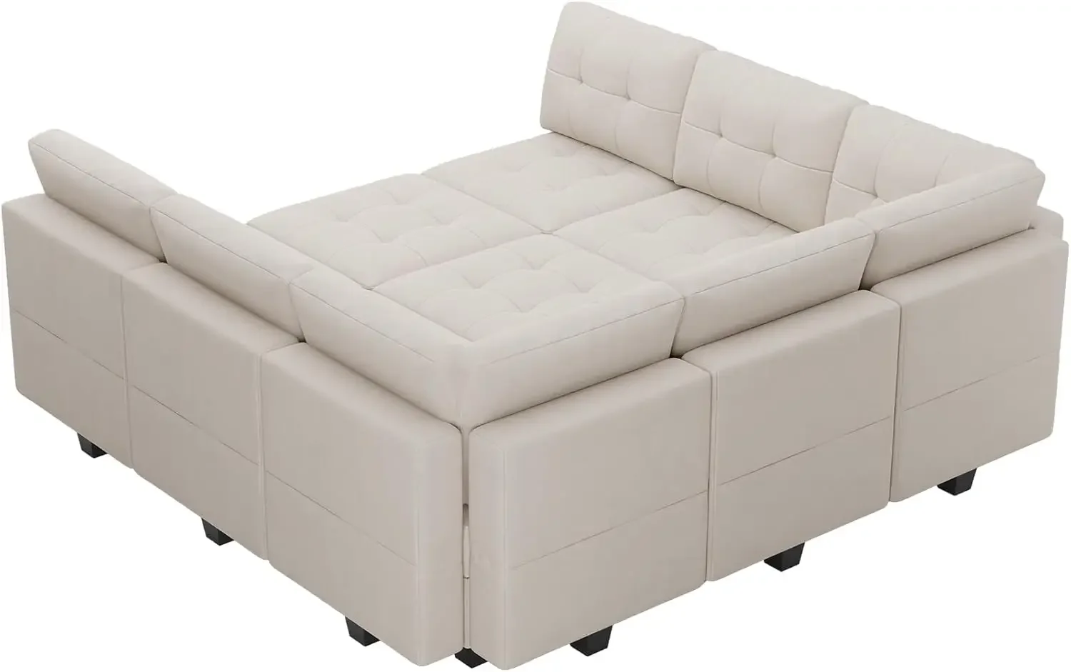 Modular Sectional Sleeper Sofa with Storage Velvet Fabric Couch Bed with Chaise and Ottomans