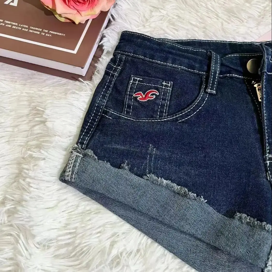 Frozen Rolled Retro Blue Denim Shorts Design Sense Women Spring Summer New Hot Girls Low Waist Trendy Versatile Pants