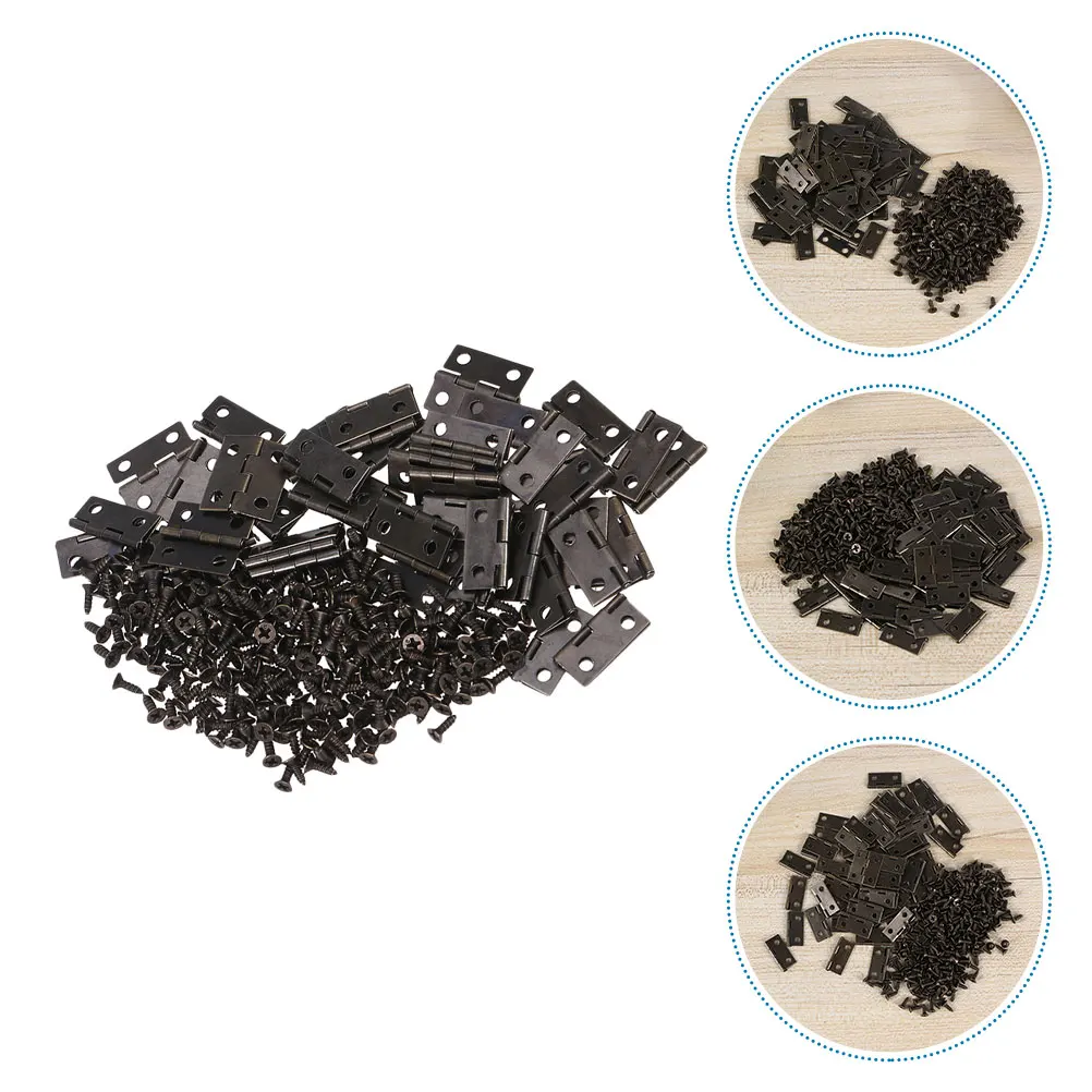 

1 набор мини-самозакрывающихся петлей из сплава, винтов, коробка для хранения, аксессуары, прочные петли премиум-класса для филе для ювелирных изделий, деревянные коробки