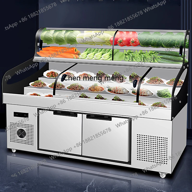 

Five or six steps display cooked food, cold dishes, a la carte, seafood, refrigerated, refrigerated, and commercial ice tables