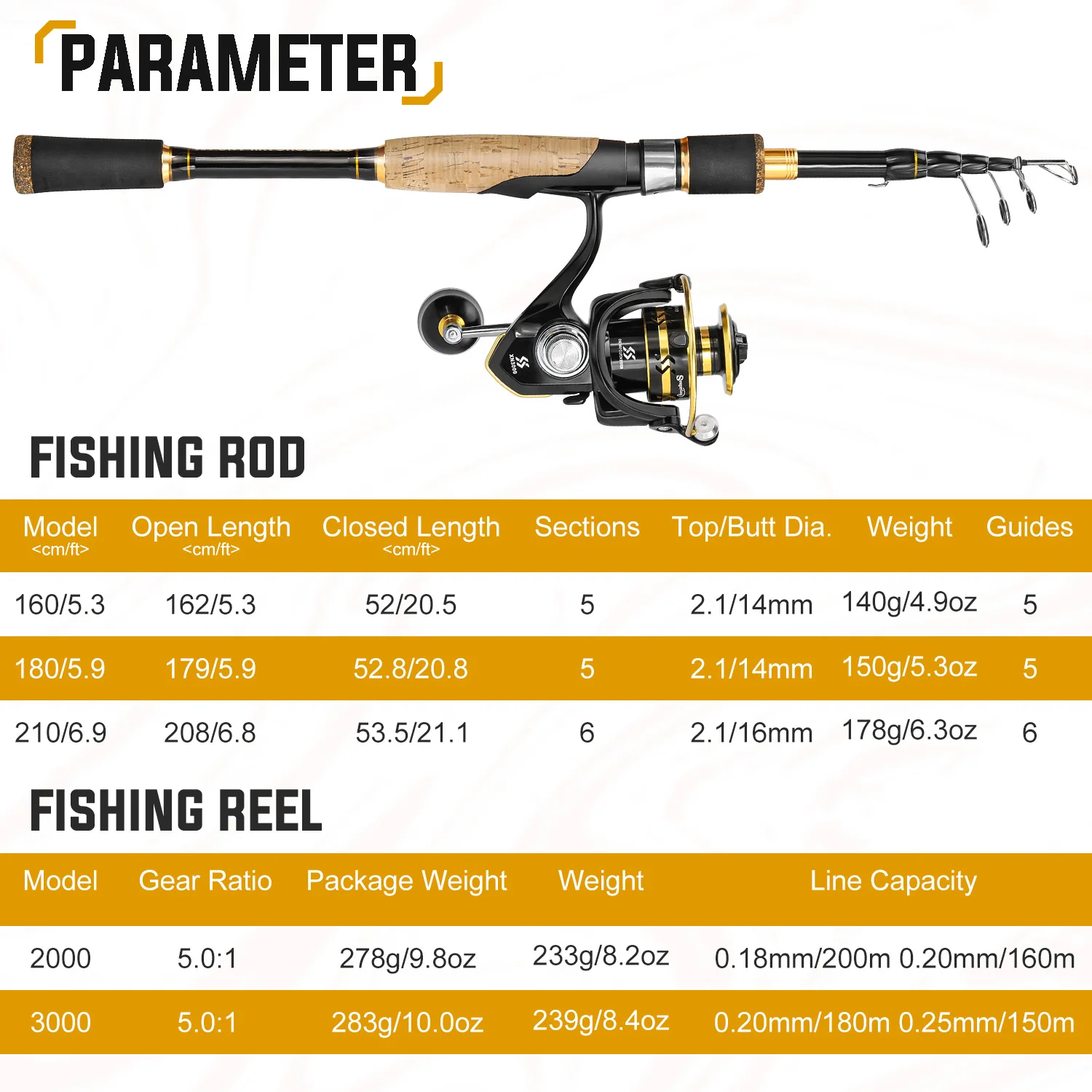 Combo pesca Sougayilang – Caña telescópica ultraligera fibra carbono - imagen 3