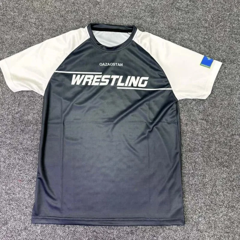 New 2026 Kazakhstan Wrestling-Themed Sports T-Shirt, High Elasticity and Breathable, Short-Sleeve Top for Wrestling Enthusiasts