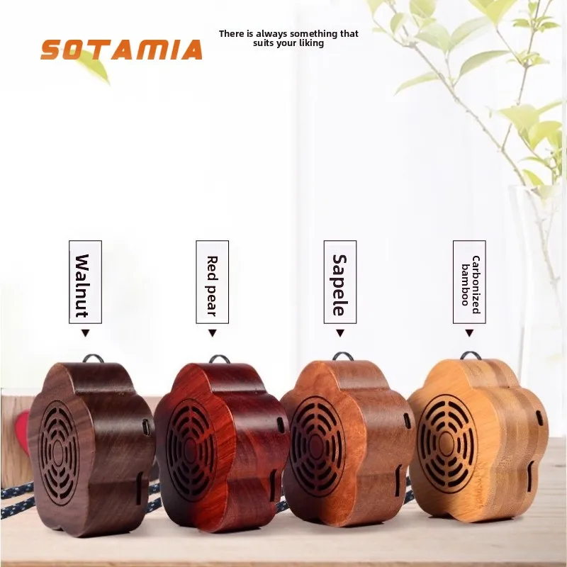 SOTAMIA 1pcs Meihua Solid Wood Craft Wireless Bluetooth Speaker Can Be Plugged Into A Card Portable Mini Audio Radio Subwoofer