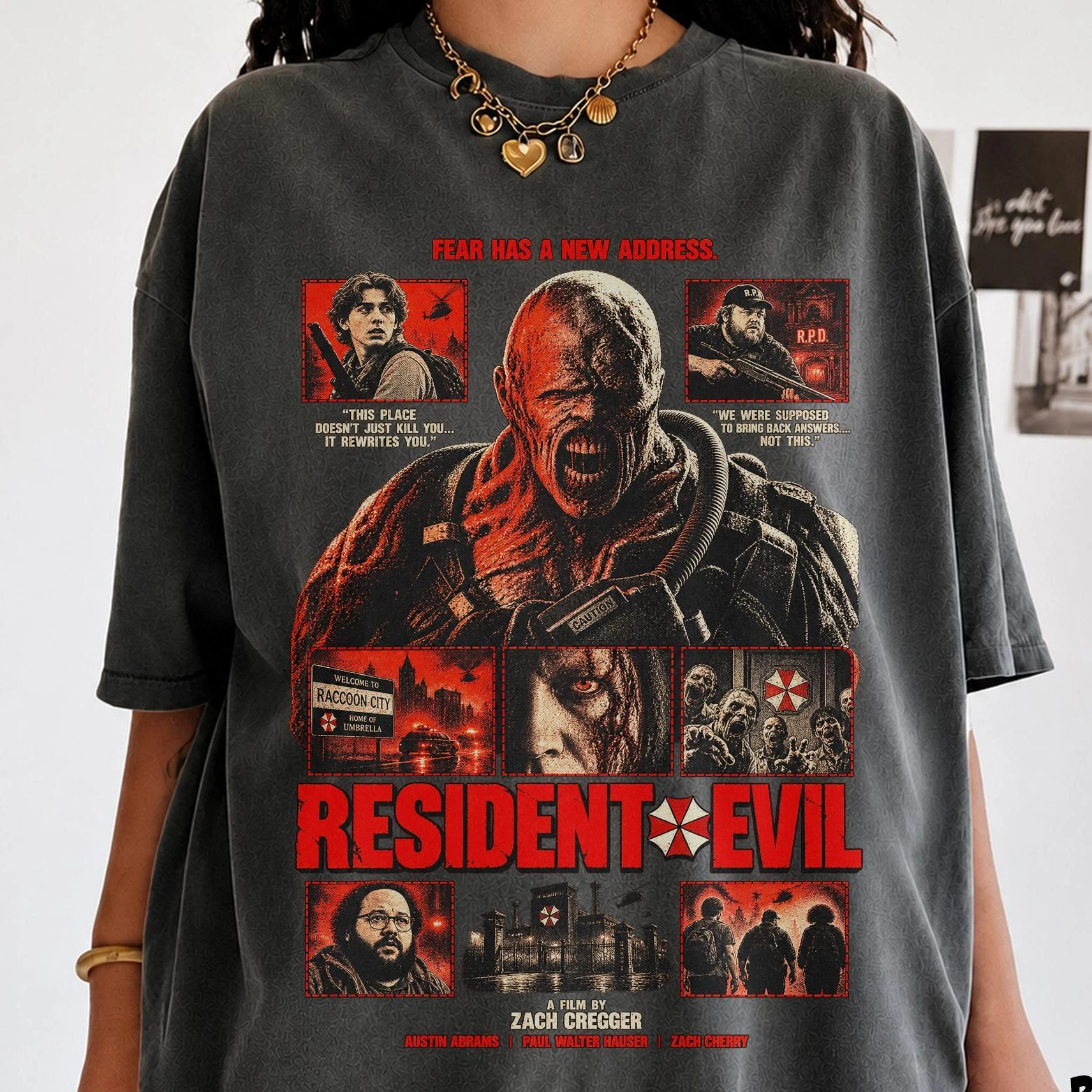 Resident Evil Movie Themed T-shirt, Halloween Horror Themed T-shirt, Horror Themed Gift for Women's Daily Wear T-shirt
