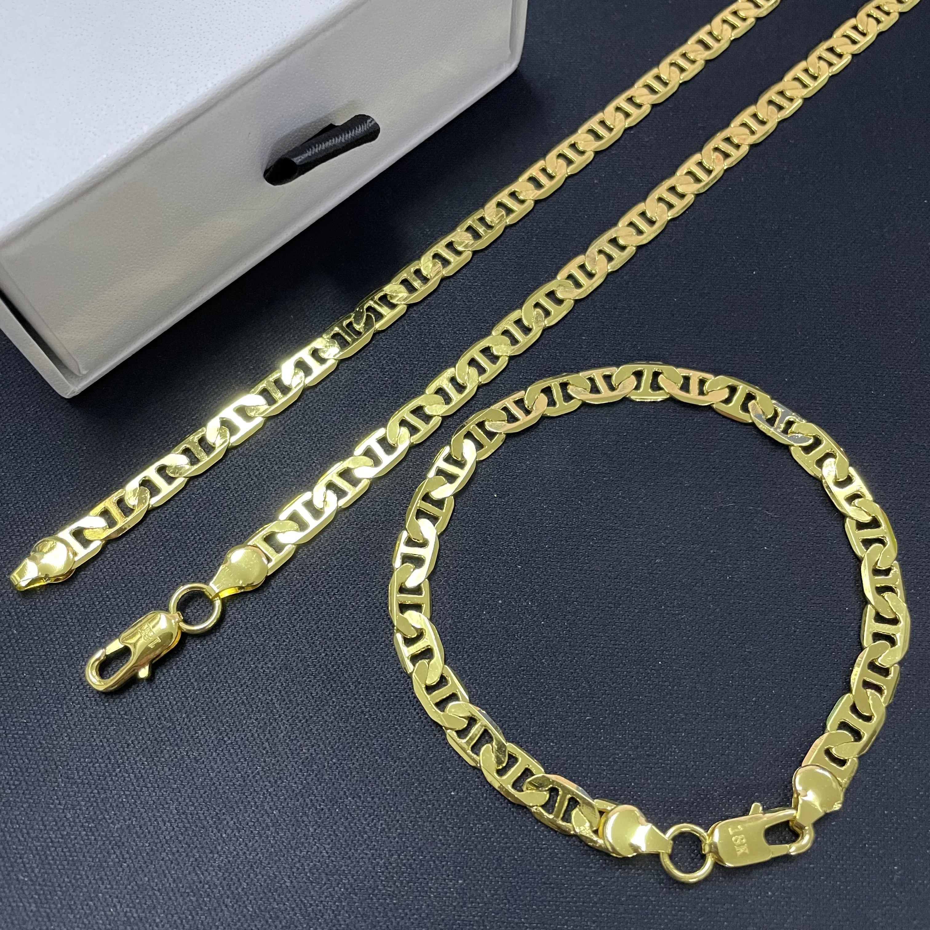 45-60CM 925 Sterling Silver 6MM Men's Necklace Bracelet Set 18K Gold Plating Luxury Quality Jewelry Wholesale Accessories image 2
