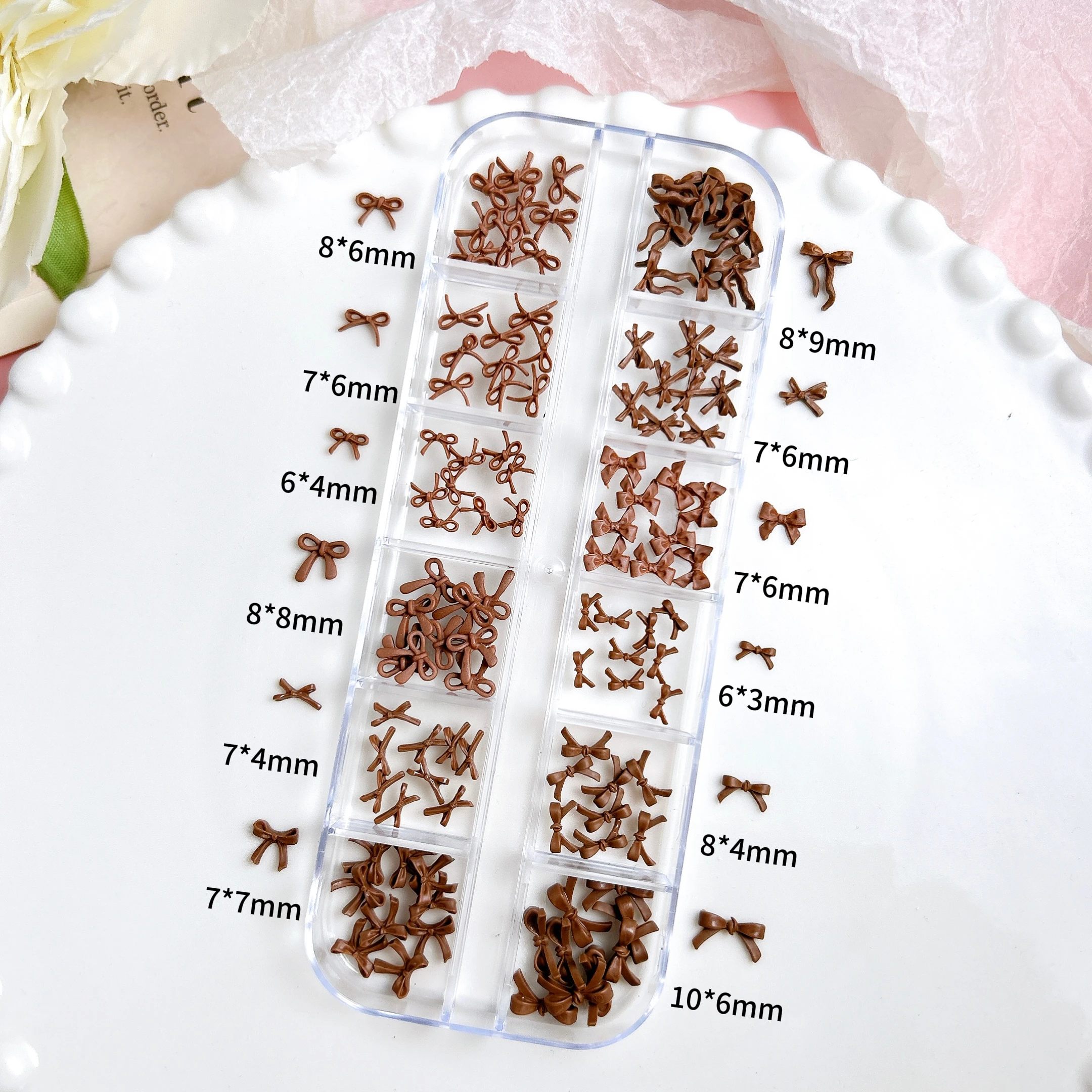 1박스 다양한 색상 미니멀리스트 리본 네일 참 반투명 젤리 리본 네일 아트 장식 DIY용