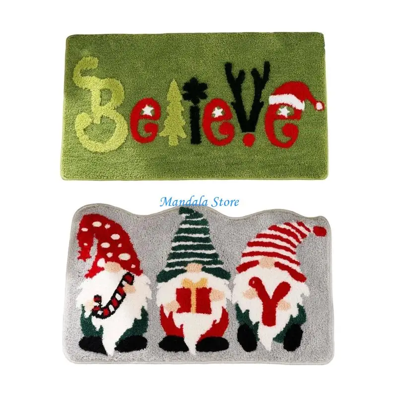 U2JC Winter Themed Plush Bath Mats Skid Resistant Quick Drying Bathroom Decoration