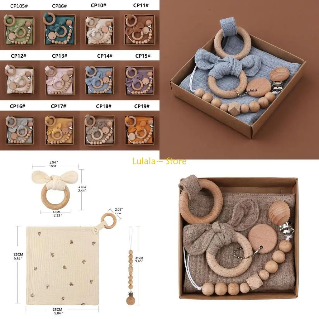 

Y4QA Натуральные цепочки для сосок, безопасная цепочка для прорезывания зубов с полотенцем для слюны, принадлежности для зубов