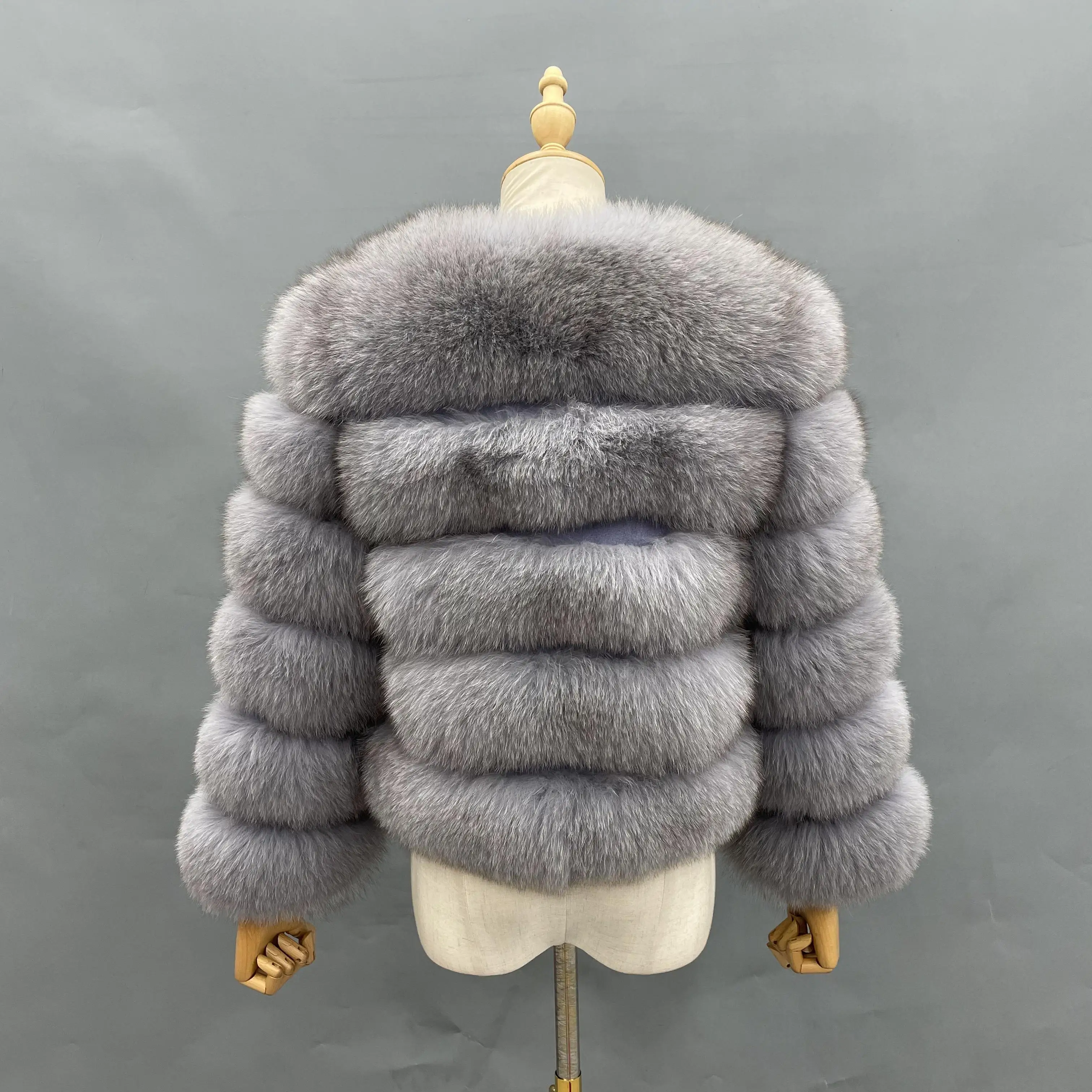 Classic 5 Rows Women Warm Fox Fur Jacket Colorful Jacket Custom Size Available Drop Shipping