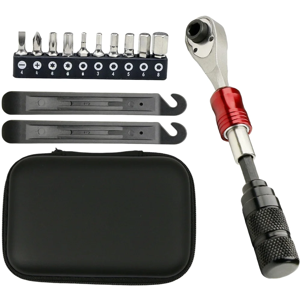 

Portable Stainless Steel Ratchet Wrench Tool Kit With Tire Lever Hex Multifunctional Tools For Bike Repair Bicycle Accessories