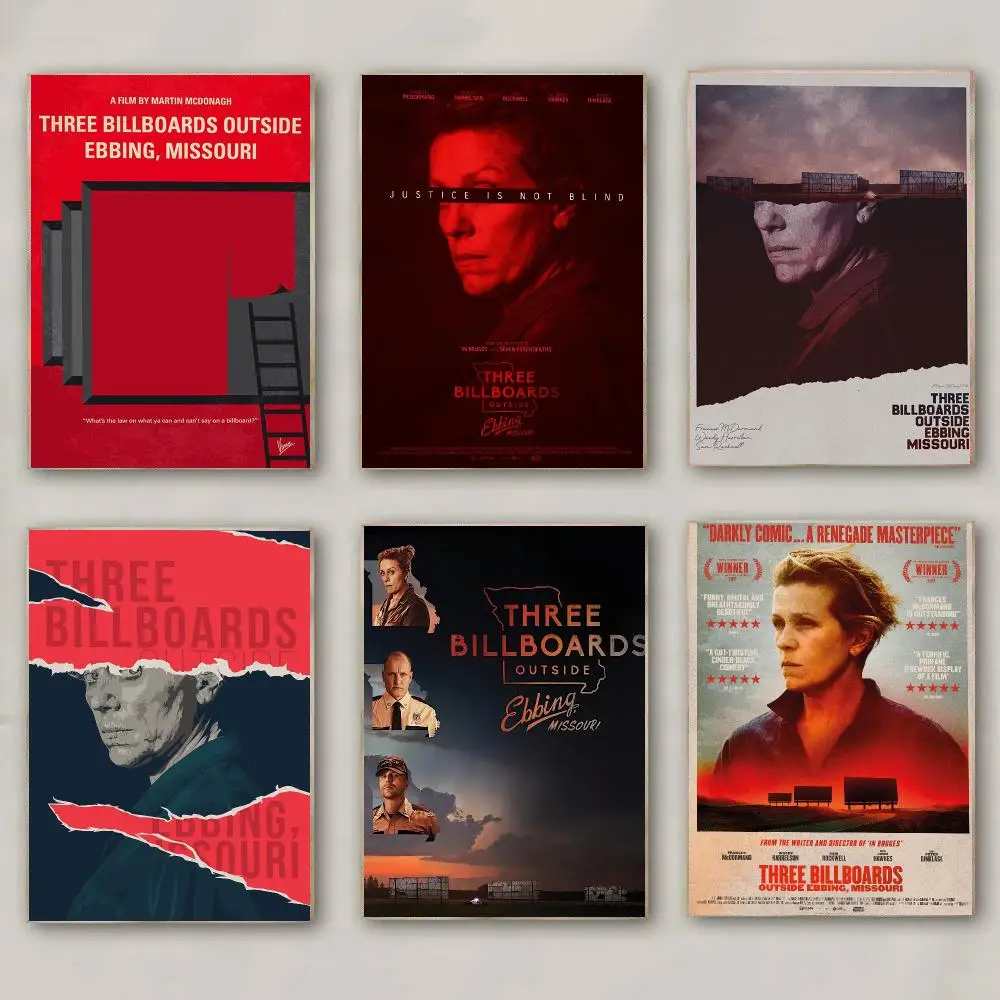 classic movie T-Three Billboards Outside-E Poster Modern Wall Decal for Living Room Cafe Office Bar and Bedroom