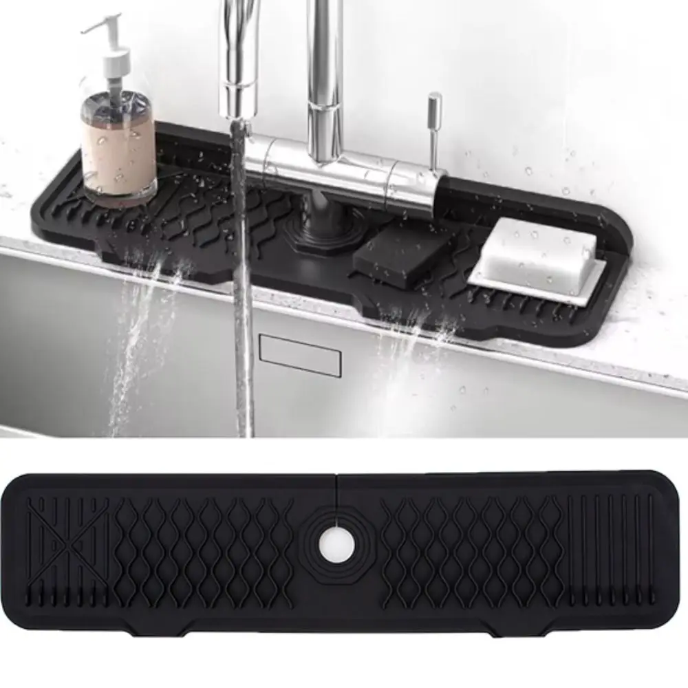 Silicone Faucet Splash Guard Extended Slope Design Kitchen Sink Splash Pad Foldable Soft Sink Protectors Mat Hotel