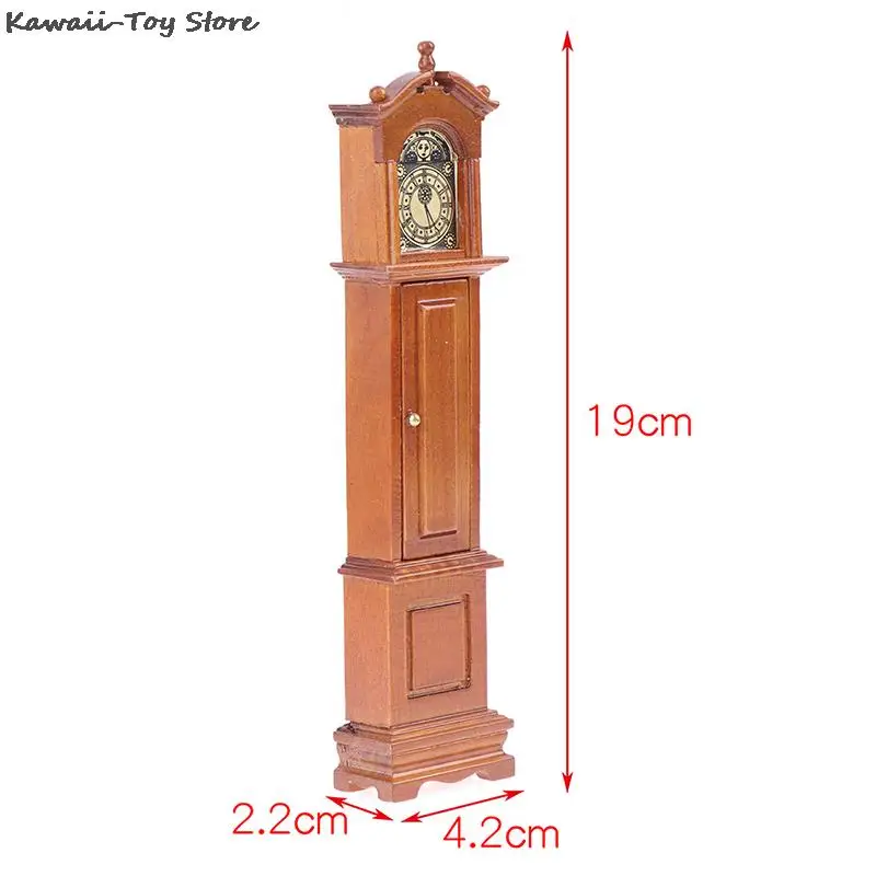 Miniaturowy domek dla lalek 1/12 domek dla lalek miniaturowy zegar dziadka drewniany Mini Model akcesoria meblowe śliczne dla dzieci