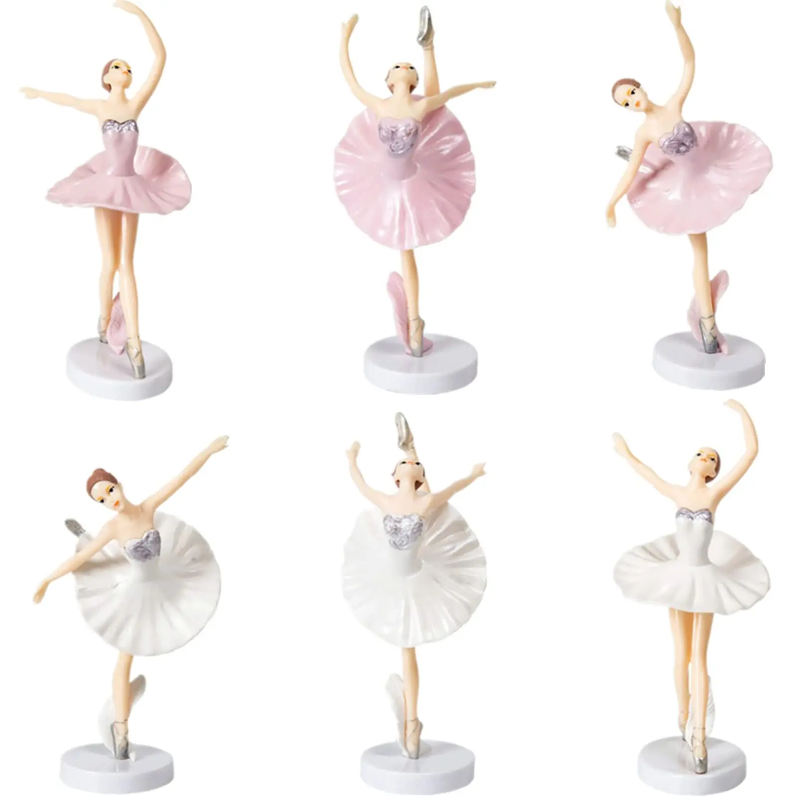 3pcs Ballerina Girl Figurine Pink Dancing Cake Topper Wedding Decors Baby Shower Kids Girl Dance Birthday Party Decorations