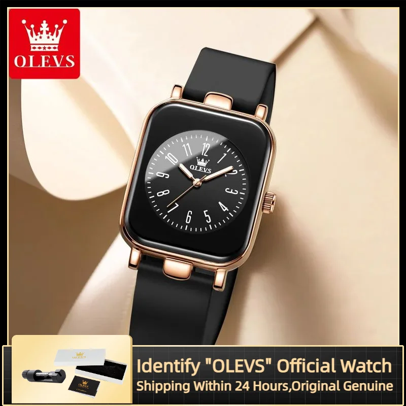 

OLEVS оригинальные кварцевые женские часы с водонепроницаемым силиконовым ремешком, классические повседневные квадратные цифровые циферблаты, роскошные женские часы 9961