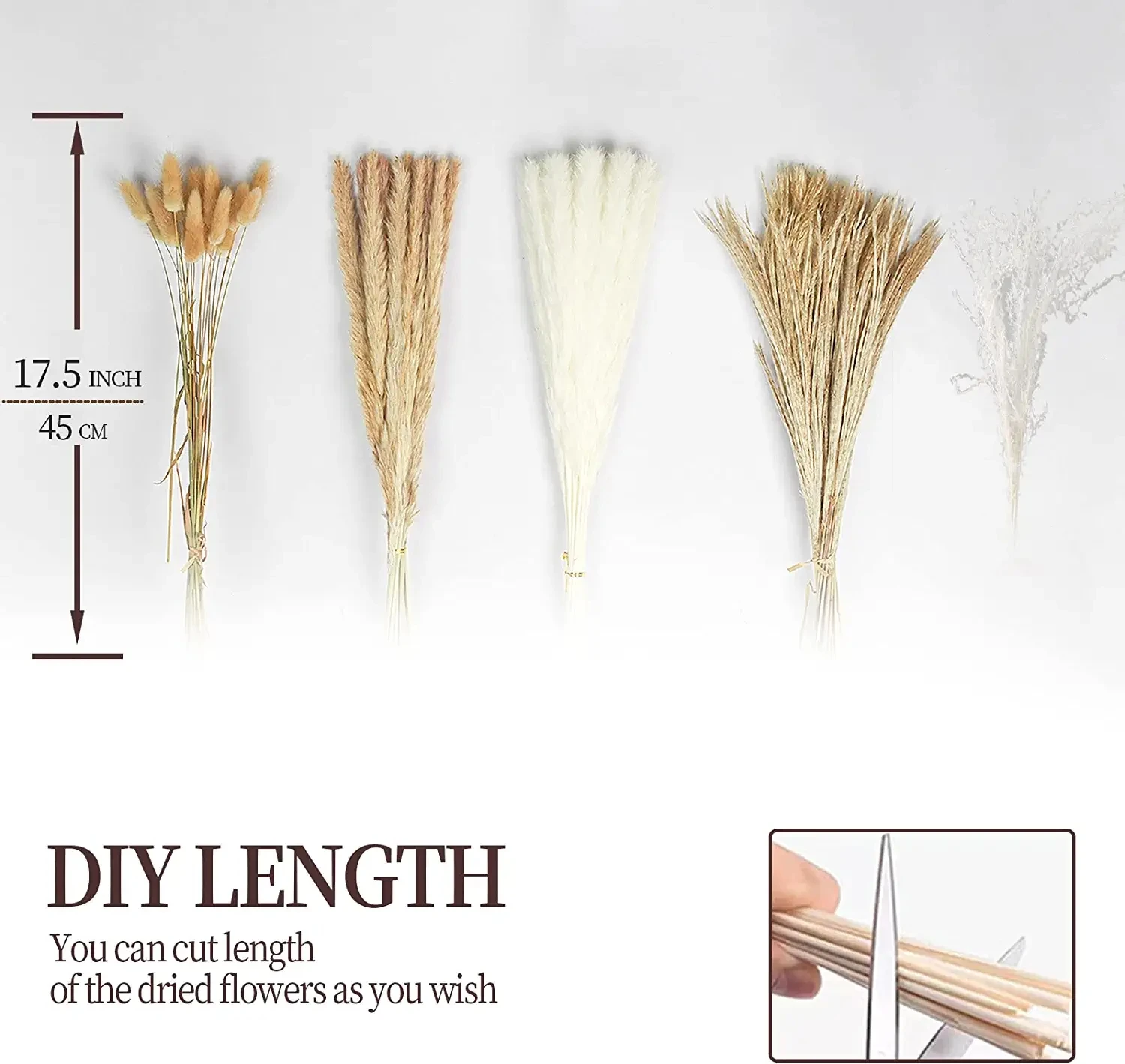 83Pcs Dried Pampas Grass Dried Flowers Arrangements for Wedding Decor Fluffy Bouquet for Home Decor Boho Natural Reed Bunny Tail