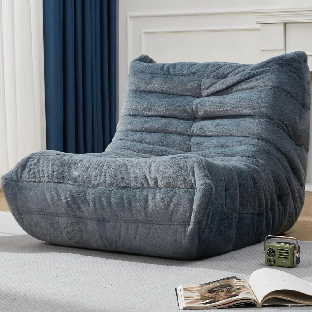 Divano a sacco, divano a sacco in memory foam con imbottitura in pelliccia sintetica, divano pigro per soggiorno, camera da letto, dormitorio, ufficio