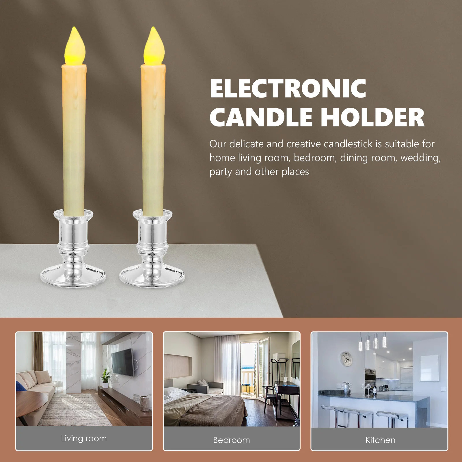 

20Pcs Decorative Candlestick Electronic Holder for Bedroom Living Room Dining Room Elegant Plastic Base Fashion