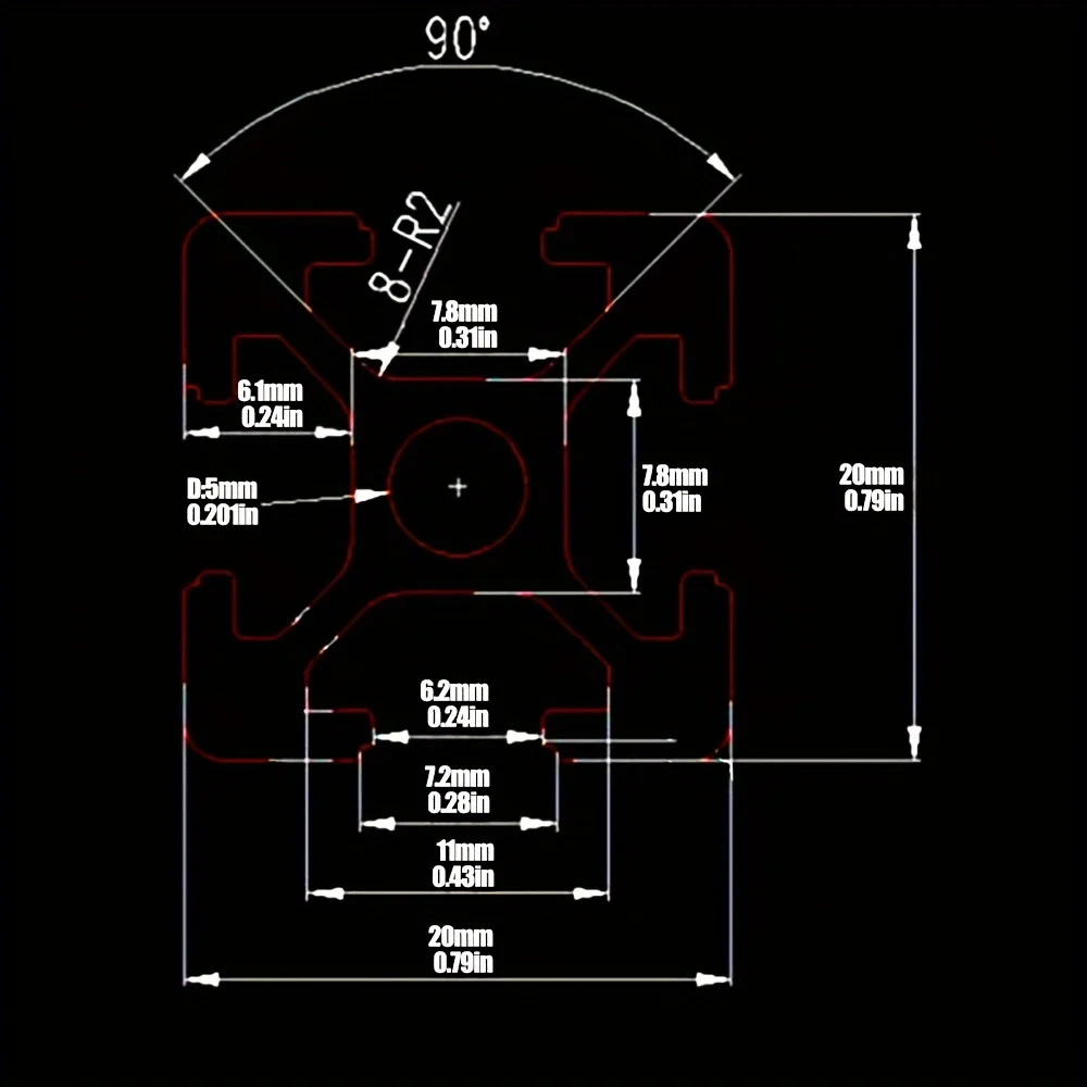 4Pcs T 슬롯 2020 알루미늄 압출 3D 프린터 부품 및 CNC DIY용 유럽 표준 양극 처리 선형 레일 블랙