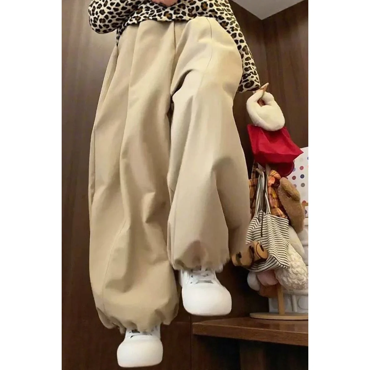 

Summer Large Size Men's High Waist Loose Flower Bud Pants Lazy Style Wide Leg Long Trousers Meat Concealing Harlan Pants